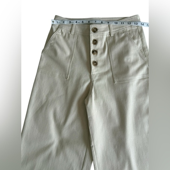 Francesca’s Blue Papaya Beige Wide Leg Crop Pant Button Front High Rise Sz S NWT - Picture 5 of 9